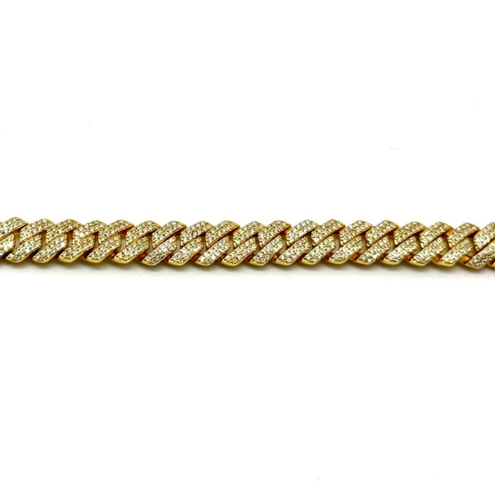 18k Gold Plated, 925 Silver, 9.OCTW Moissanite Square Miami Cuban Chain - Picture 5 of 6